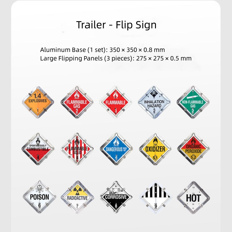 Safety Signs Flip Book Trailer Flip Sign Flip-Up Aluminum Dangerous Goods Placards