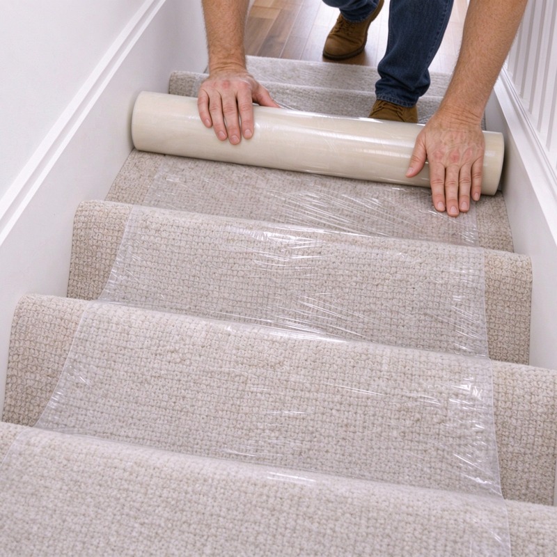 OEM Clear Anti-Scratch PE Carpet Protective Film, Extra High Tack, Wear Resistant & Easy Peel